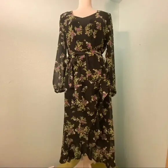 Q&A Los Angeles "Glitz & Glam Black Floral Midi - Picture 1 of 16